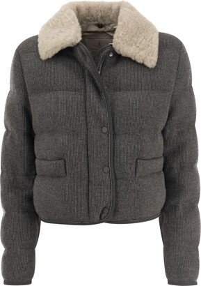 Outerwear In Virgin Wool With Sheepskin Collar