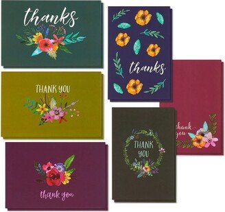 Best Paper Greetings 48 Pack Thank You Cards Set with Envelopes for Wedding, Baby Shower, Watercolor Flower, 4 x 6 in