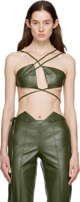 Green Montiva Faux-Leather Bra