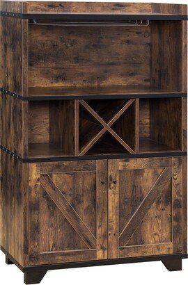 24/7 Shop at Home Pensford Farmhouse Multi-Storage Wood 31 in. Wine Cabinet with Removable Bottle Rack