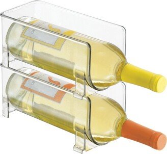 mDesign Plastic Free-Standing Wine Set Rack Storage Organizer - 2 Pack - Clear