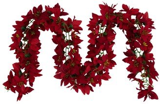 Northlight Unlit Artificial Poinsettia Floral Christmas Garland