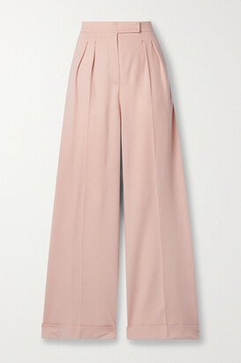 Faraday Pleated Brushed-wool Wide-leg Pants - Pink