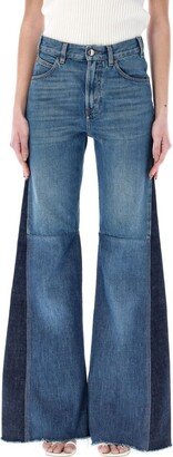 Patchwork Flared High Waist Jeans