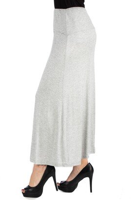 24seven Comfort Apparel Plus Size Elastic Waist Maxi Skirt