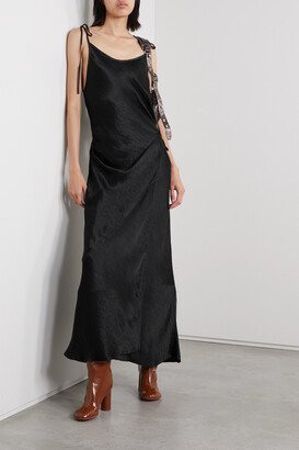 Hammered-satin Wrap Maxi Dress - Black