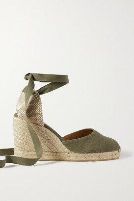 Net Sustain Carina 80 Canvas Wedge Espadrilles - Army green