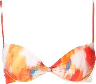 Twist-Detail Printed Bikini Top