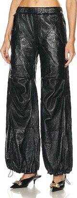 Andreadamo Wet Leather Cargo Pant in Black