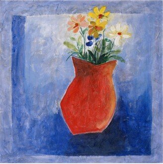 Pablo Esteban Orange Flower Vase Canvas Art - 19.5 x 26