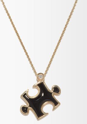 Puzzle Diamond, Onyx & 14kt Gold Necklace