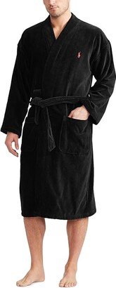 Terry Velour Kimono Robe (Polo Black/RL2000 Red Pony Player) Men's Pajama