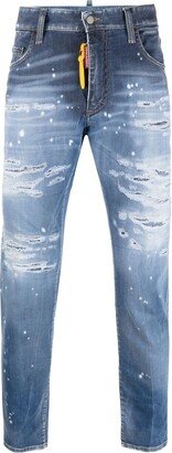 Distressed-Effect Slim-Cut Jeans-AC