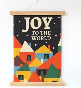 Christmas Village Wall Hanging - Joy To The World By Cherbearcreative Holiday Festive Printed Tea Towel With Wooden Hanger Spoonflower