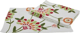 Crewel embroidered Flora Linens Collection Placemat - Set of 4, 20 x 14