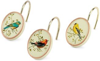 Gilded Birds Ceramic 12-Pc. Shower Curtain Hooks