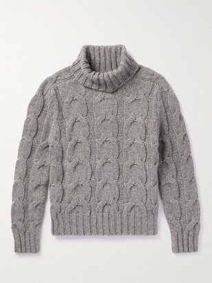 Cable-Knit Wool-Blend Rollneck Sweater-AA