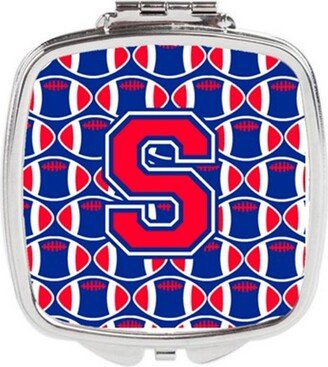 CJ1076-SSCM Letter S Football Harvard Crimson & Yale Blue Compact Mirror