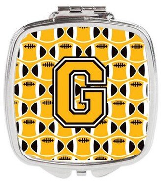 CJ1080-GSCM Letter G Football Black, Old Gold & White Compact Mirror