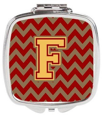 CJ1048-FSCM Letter F Chevron Garnet & Gold Compact Mirror