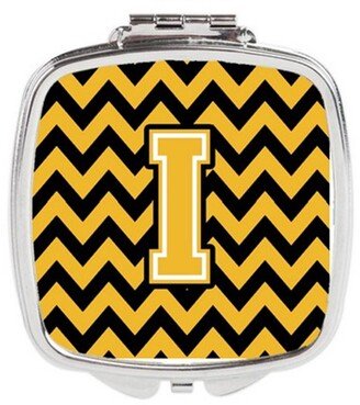 CJ1053-ISCM Letter I Chevron Black & Gold Compact Mirror, 3 x 0.3 x 2.75 in.