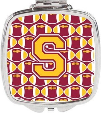 CJ1081-SSCM Letter S Football Maroon & Gold Compact Mirror