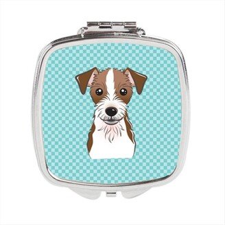 BB1140SCM Checkerboard Blue Jack Russell Terrier Compact Mirror, 2.75 x 3 x .3 In.