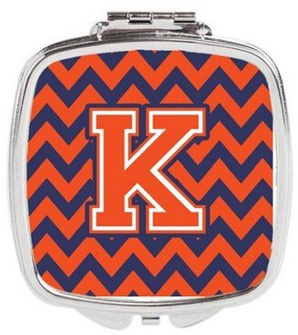 CJ1042-KSCM Letter K Chevron Orange & Blue Compact Mirror, 3 x 0.3 x 2.75 in.