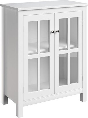 Buffet Cabinet - Sideboard Table with Interior Shelf and Glass Display Doors