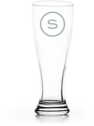 Pilsner Glasses: Circle Monogram Pilsner Glass, Glass, Pilsner Glass Double Side, White