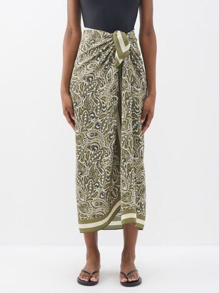 Paisley-print Organic-silk Sarong