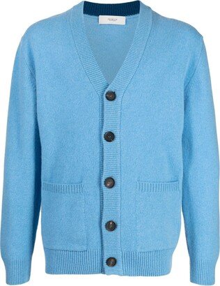 V-neck lambswool cardigan-AG