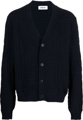 monogram-knit V-neck cardigan