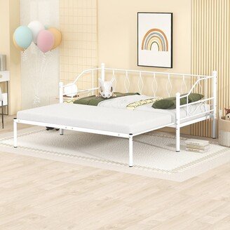 Tiramisubest Twin Size Metal Daybed with Trundle