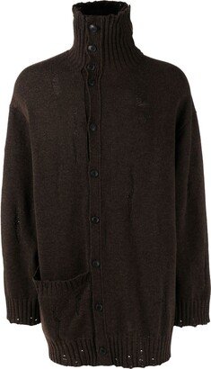 Drop Needle Turtleneck knitted cardigan