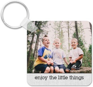 Key Chains: Enjoy Family Time Key Ring, Square, Gray