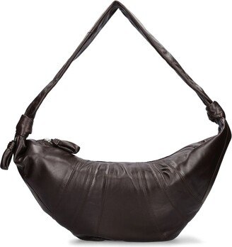 Large croissant leather crossbody bag