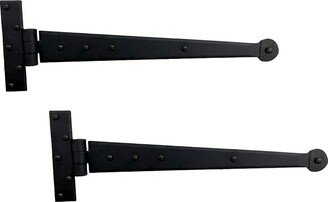 Colonial Bean Strap Hinge in Wrought Iron Hardware 15 Inch Pair