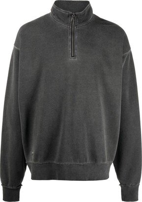 Washed-Effect Zip Collar Sweater