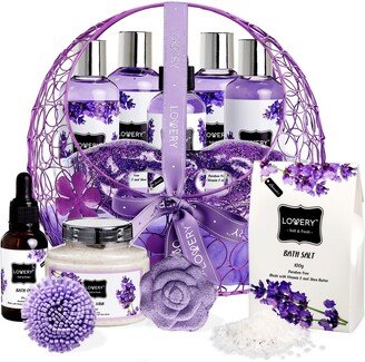 Lovery Home Spa Bath & Body Gift Set - Deluxe Lavender & Jasmine - 12pc