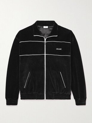 Logo-Embroidered Cotton-Blend Velour Track Jacket