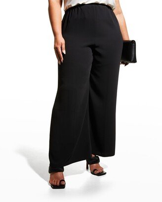 Plus Size Crepe Suzette Wide-Leg Pull-On Pants