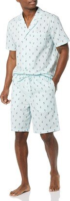 Men's Lightweight Woven Notch Collar Short Pajama Set