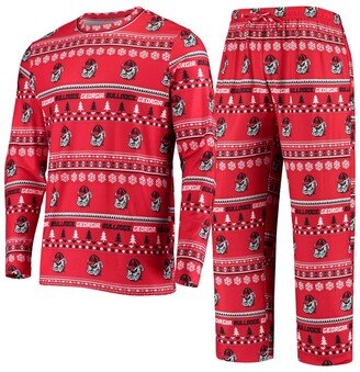 Men's Concepts Sport Red Georgia Bulldogs Ugly Sweater Knit Long Sleeve Top and Pant Set