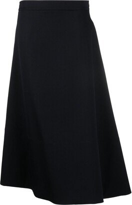 Asymmetric-Hem A-Line Midi Skirt