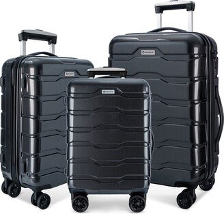 GREATPLANINC 3 Piece Sets Expandable Hardside Luggage with ABS+PC Lightweight and TSA Lock Luggage Set 20