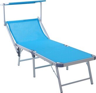 Outdoor Lounger Fold 180Degree Reclining Chair with Adjustable Canopy