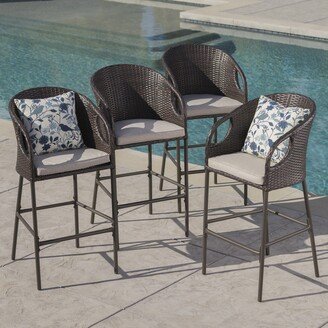 Dominica Outdoor Wicker Barstool with Cushions-AA