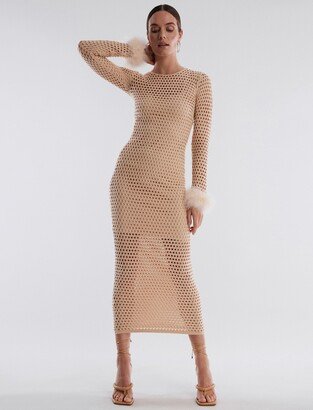 Bodie Feather Sleeve Crochet Dress