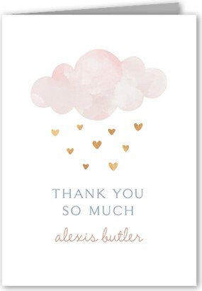 Thank You Cards: Heart Showers Thank You Card, Pink, 3X5, Matte, Folded Smooth Cardstock